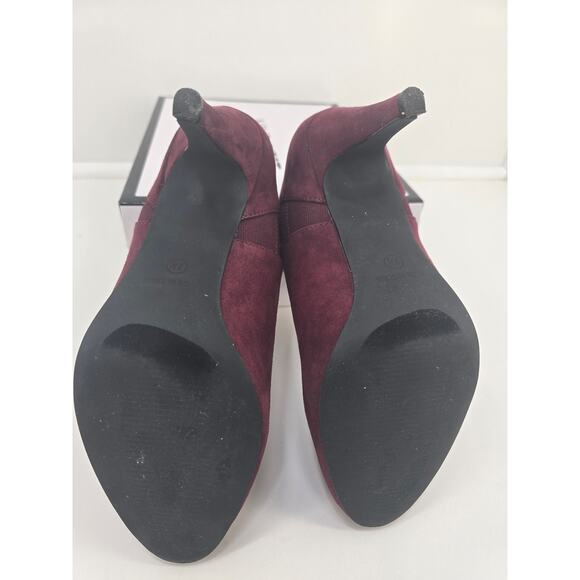 Nine West Cameo3Y Cabernet Suede Booties Size 7.5M With Box - Picture 8 of 10